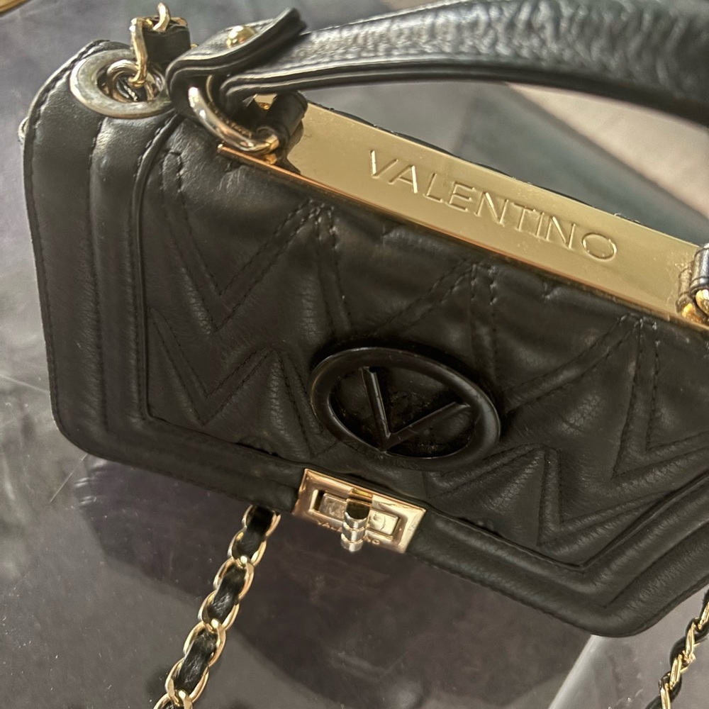 Valentino Quilted Black Leather Crossbody Bag small purse